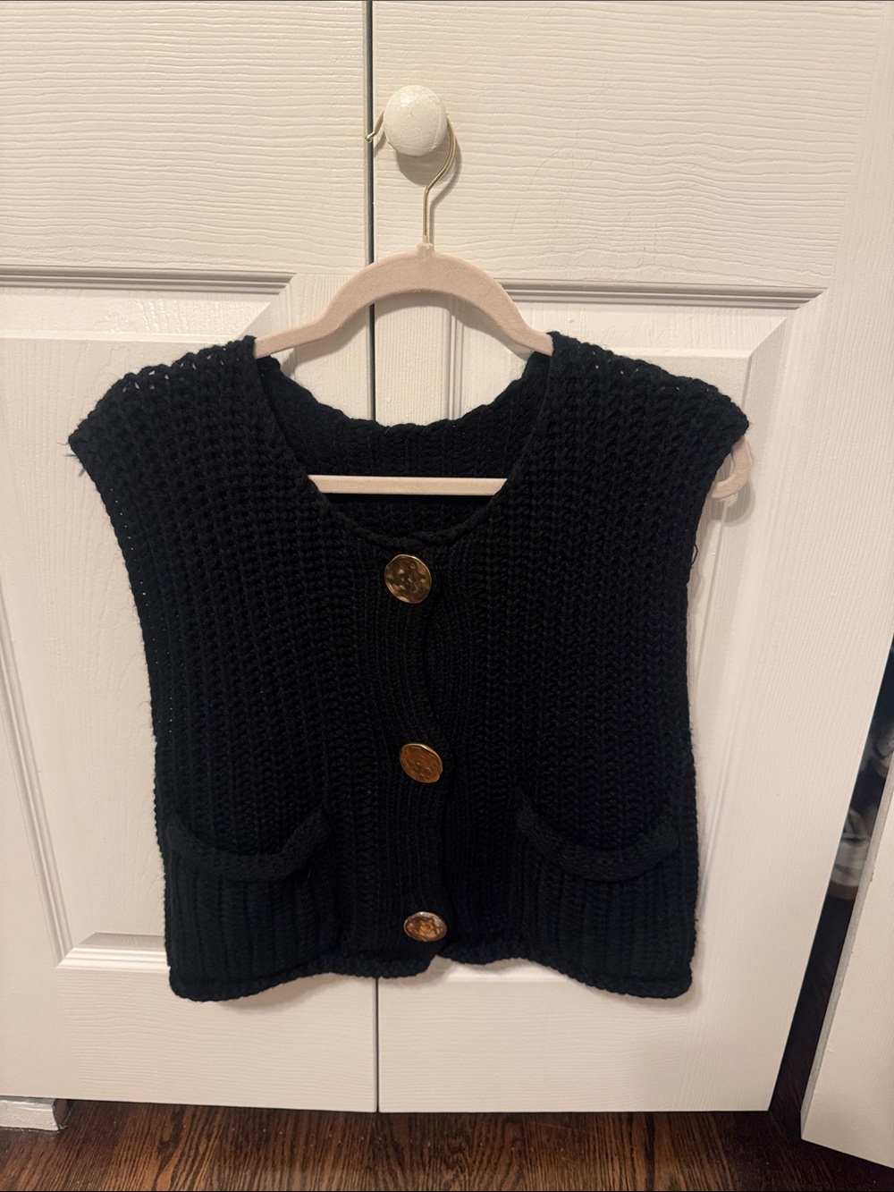 Shein Black Knit Button-Front Vest